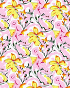 Abstract Yellow Flower Pattern Rug