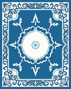 Classic Blue Floral Medallion Pattern Rug