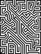 Bold Black White Geometric Maze Rug