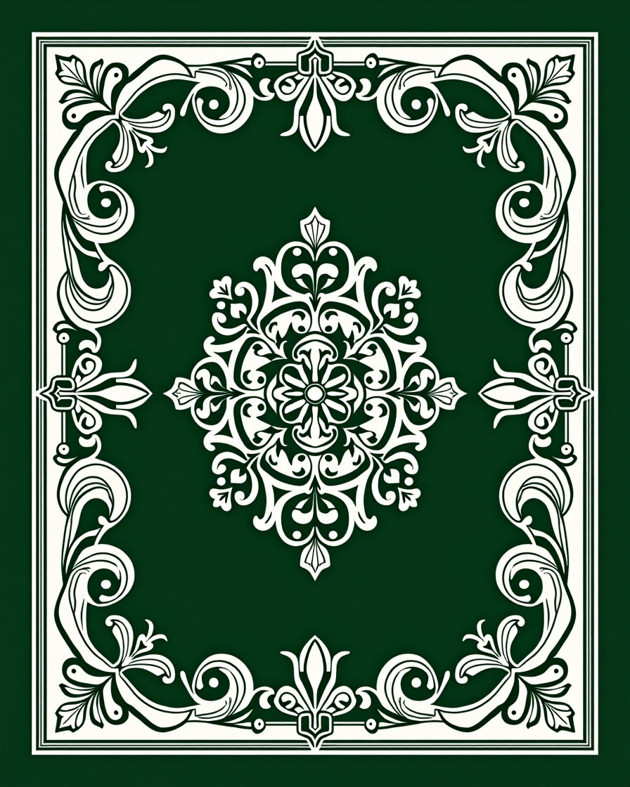 Ornate Cream Floral Swirl Frame Rug