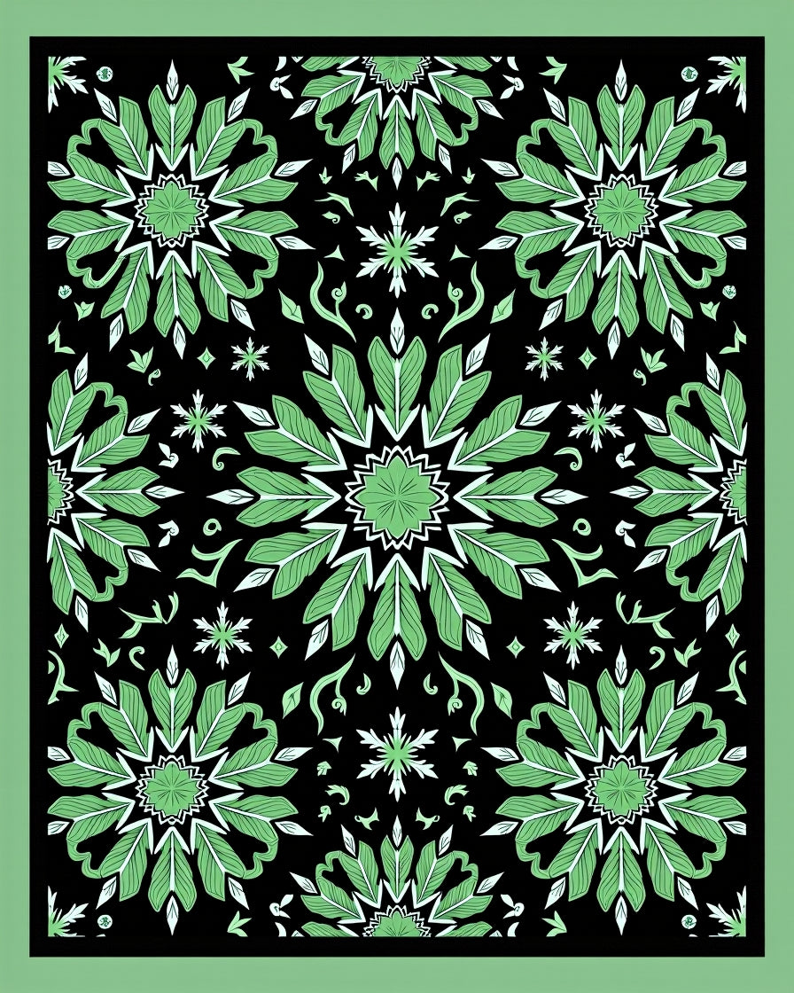 Mint Green Floral Mandala Statement Rug