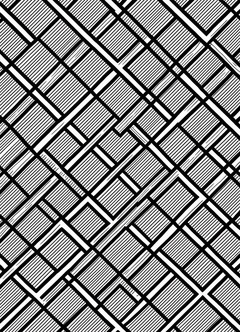 Geometric Black White Line Pattern Rug