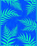 Bright Blue Fern Silhouette Print Rug
