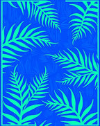 Bright Blue Fern Silhouette Print Rug