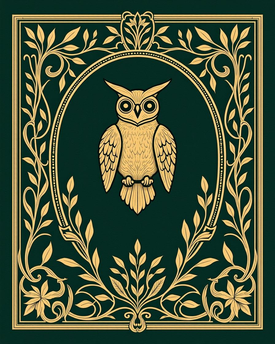 Golden Owl Oval Frame Floral Design Rug