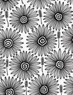 Daisy Patterned Graphic Line Art Rug