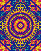 Vibrant Mandala With Pink Yellow Design Rug