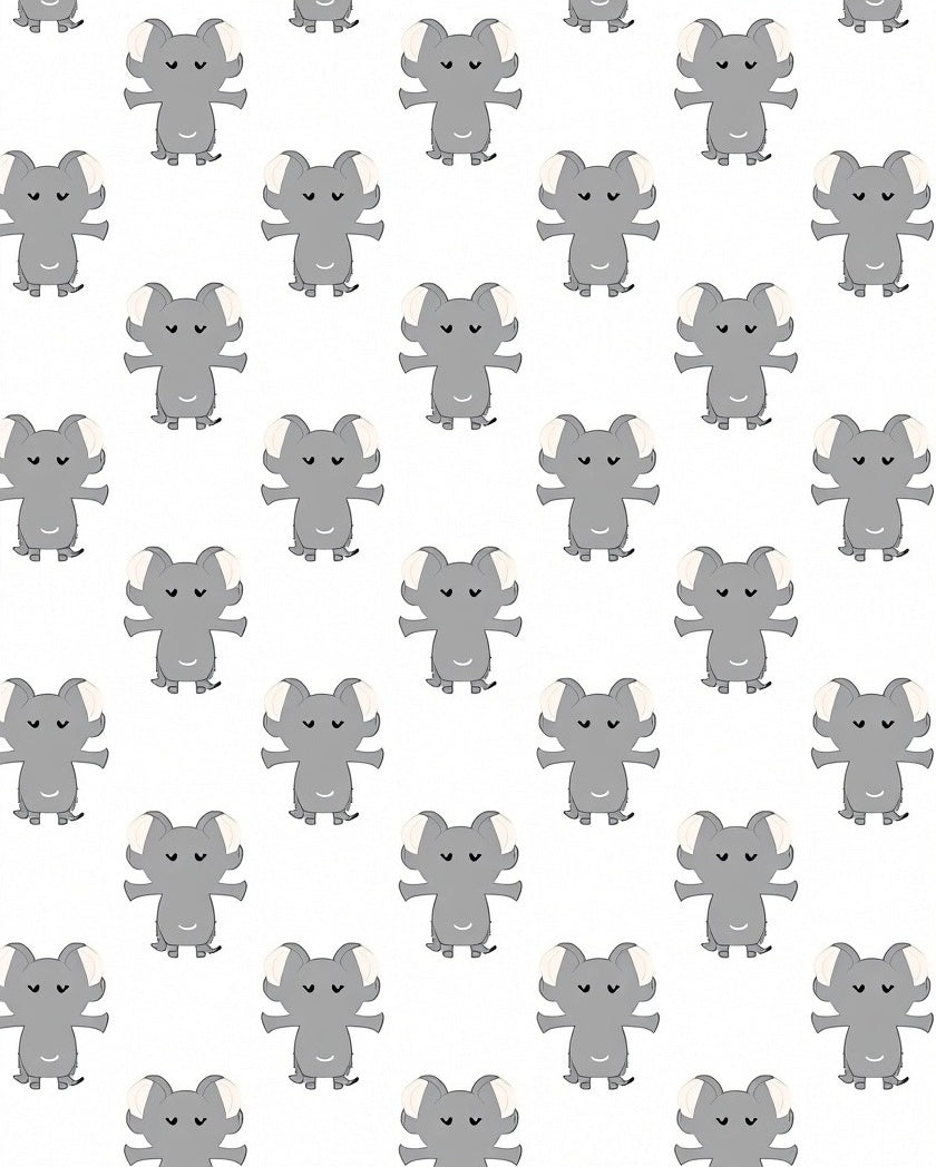 Playful Grey Elephant Pattern Design Rug