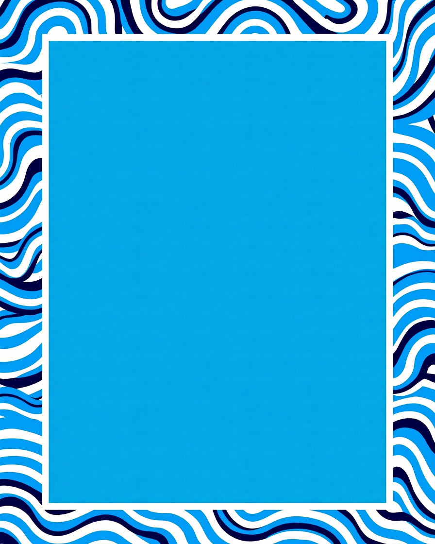 Abstract Blue Wave Pattern Rug