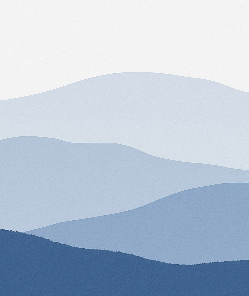 Serene Blue Gradient Overlapping Hills Rug