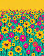 Bright Floral Field Pattern Rug
