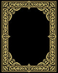 Gold Floral Interlace Decorative Border Rug