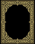 Gold Floral Interlace Decorative Border Rug