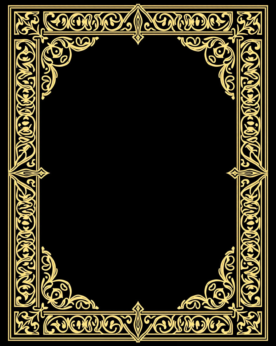 Gold Floral Interlace Decorative Border Rug