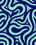 Abstract Swirl Aqua And Navy Pattern Rug