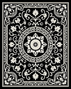 Elegant Mandala Floral Scrollwork Design Rug