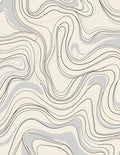 Abstract Wavy Grey Line Pattern Rug