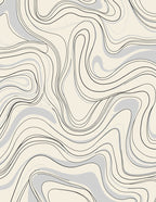 Abstract Wavy Grey Line Pattern Rug