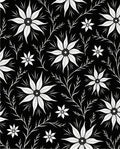 Black White Floral Botanical Art Rug