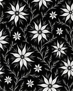 Black White Floral Botanical Art Rug