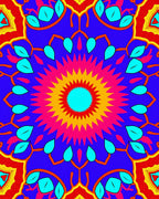 Vibrant Radial Floral Sunburst Design Rug
