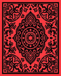 Ornate Black Red Mandala Pattern Rug