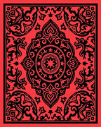 Ornate Black Red Mandala Pattern Rug