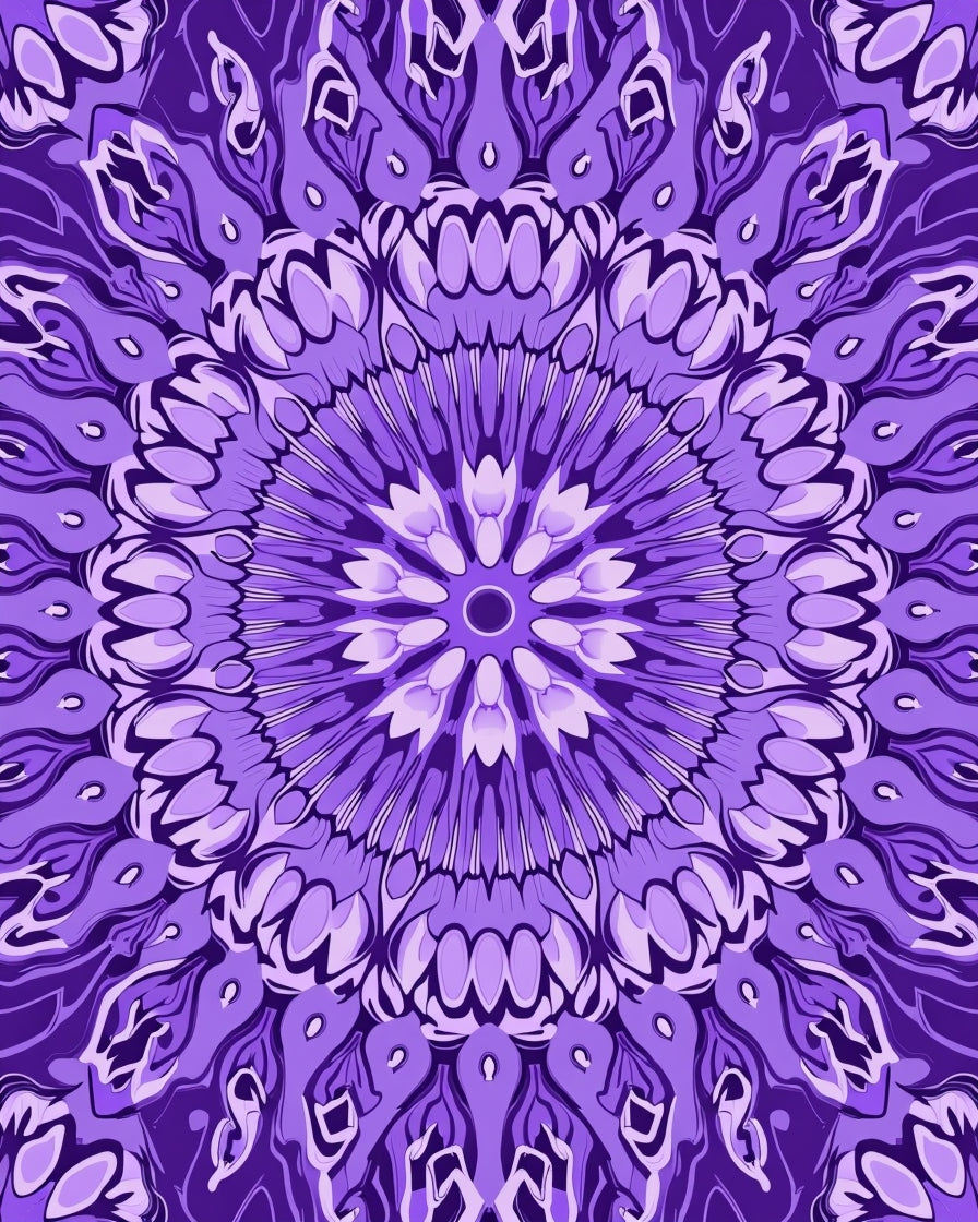 Purple Floral Mandala Patterned Rug