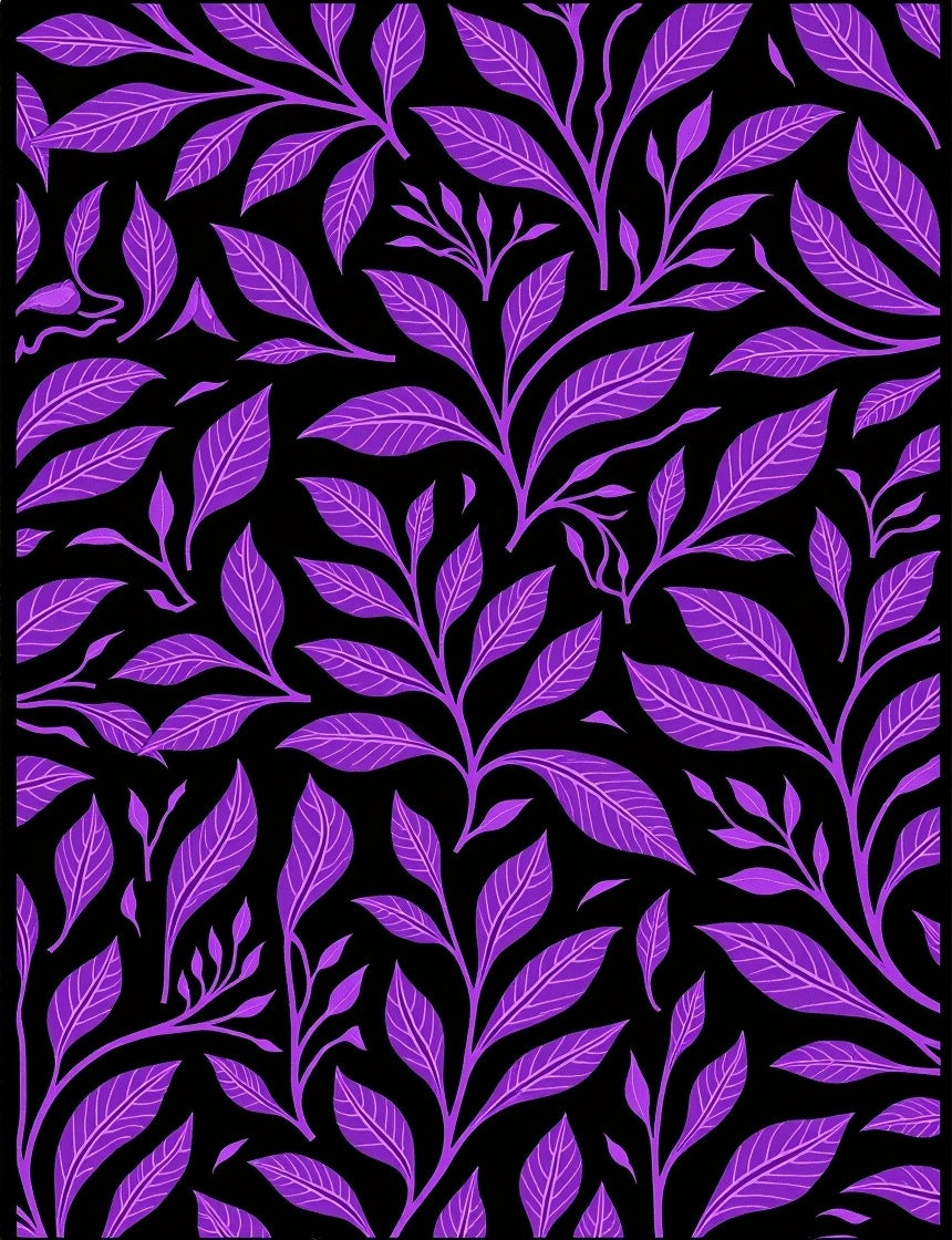 Vibrant Purple Leafy Vine Artwork Rug