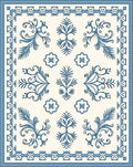 Classic Blue Floral Scrolled Design Rug