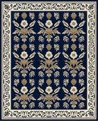 Classic Floral Medallion Navy Rug