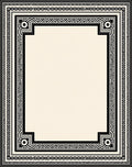Classic Black White Geometric Border Rug