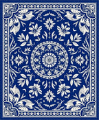Classic Floral Mandala Blue Pattern Rug