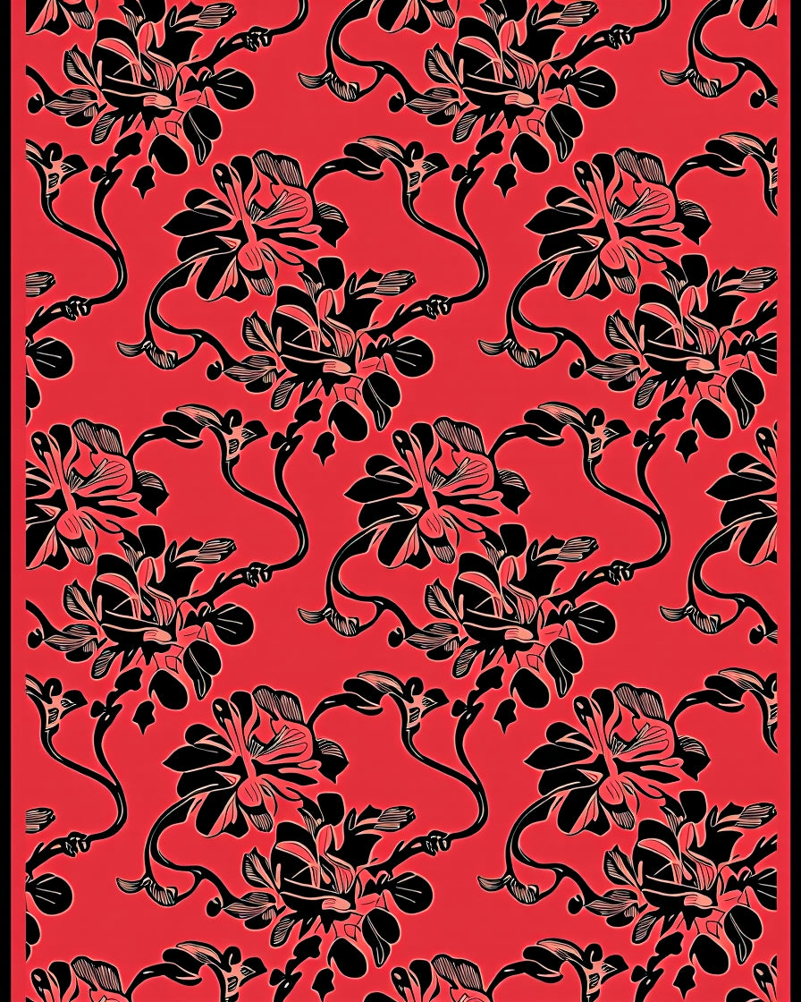 Bold Floral Silhouette Red Rug