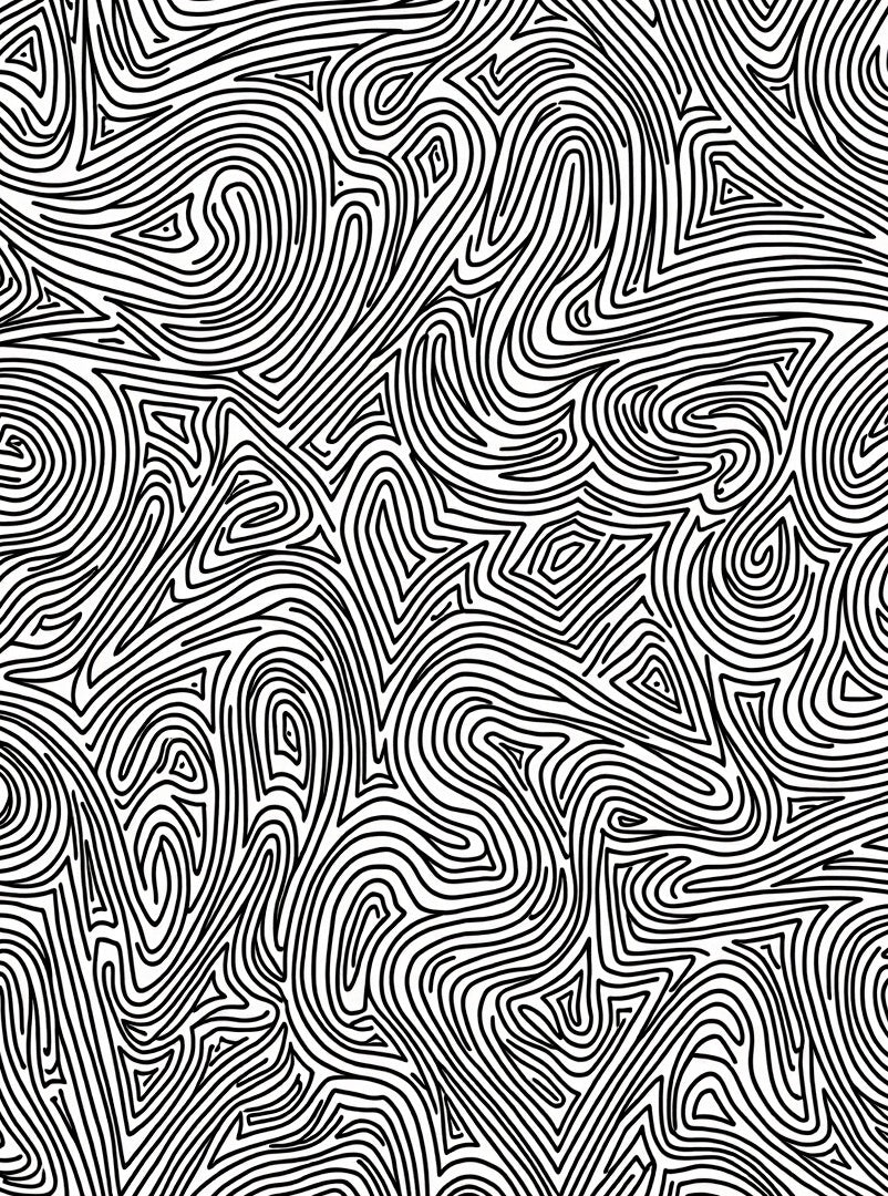 Bold Black Abstract Labyrinth Pattern Rug