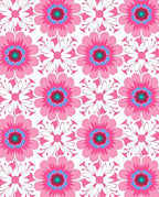 Pink Floral Pattern With Blue Accents Rug