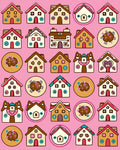 Whimsical Gingerbread Houses Collection Pink Rug