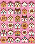 Whimsical Gingerbread Houses Collection Pink Rug