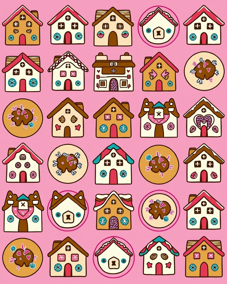 Whimsical Gingerbread Houses Collection Pink Rug