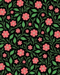 Coral Flower Vine Intricate Pattern Rug