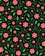 Coral Flower Vine Intricate Pattern Rug