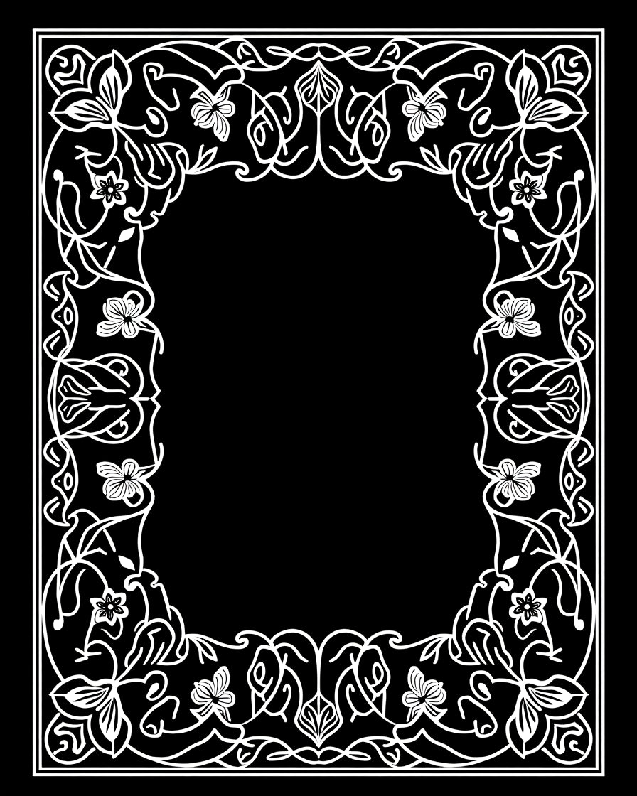 White Floral Vine Border Rug