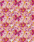 Pink Butterfly Floral Swirl Pattern Rug