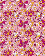 Pink Butterfly Floral Swirl Pattern Rug