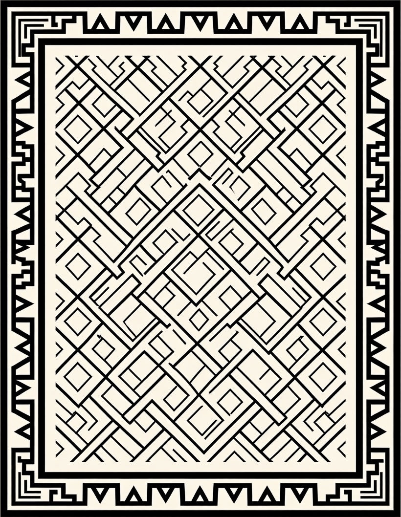 Geometric Maze Pattern Rug
