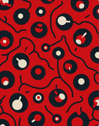 Bold Red White Black Abstract Design Rug