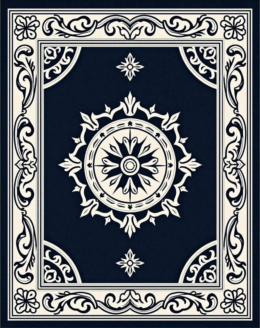 Intricate Dark Mandala Baroque Rug