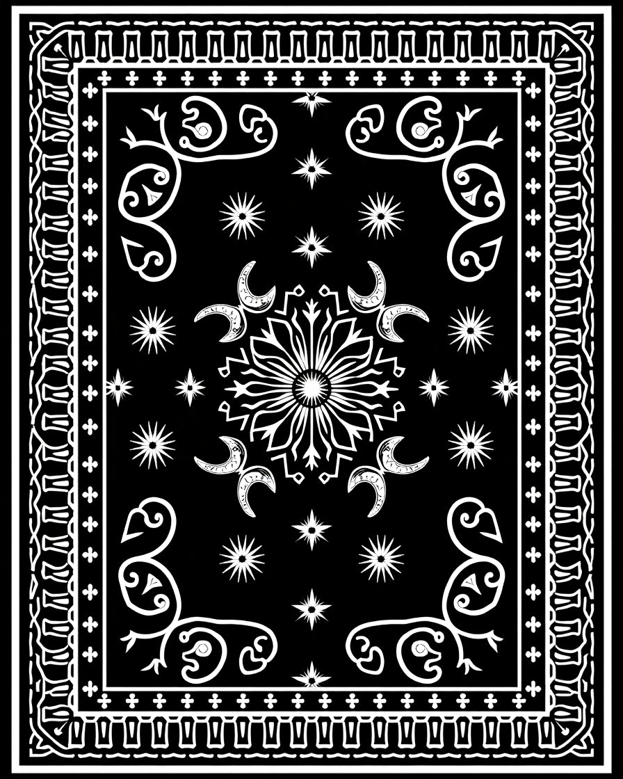 Whimsical Celestial Starburst Tattoo Design Rug