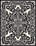 Intricate Black White Symmetrical Pattern Rug