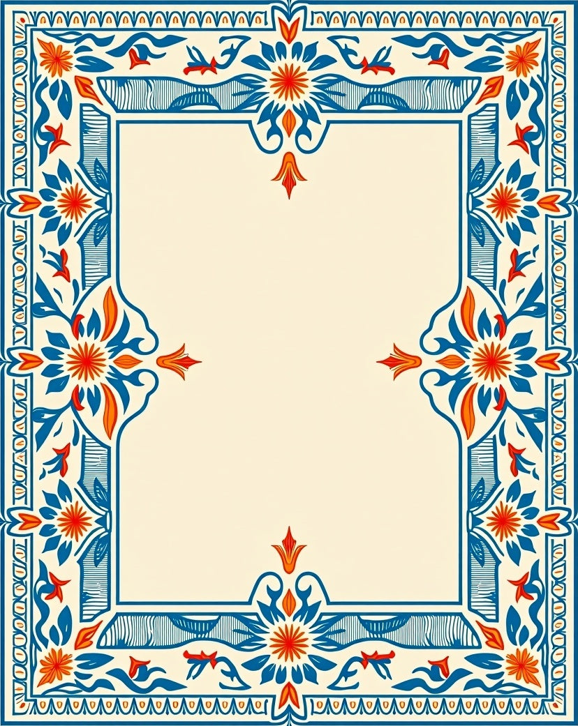 Classic Floral Border Design Rug